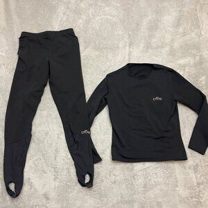 Hot Chilly's Ladies Base Layer Women's Size Small Black Shirt Pants Set